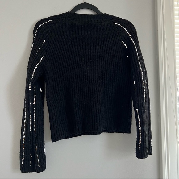 Nanette Lepore Black Sequin Stripe Sweater - Picture 4 of 6